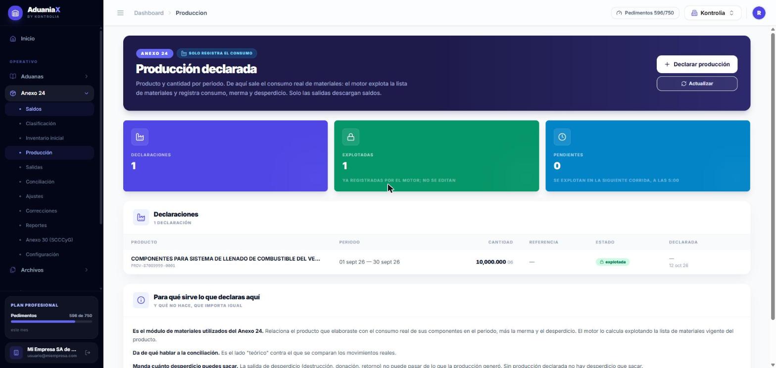 Producción declarada